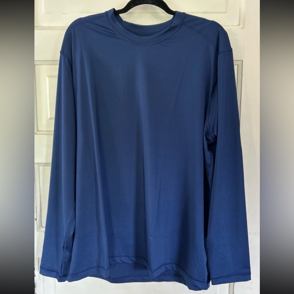 NWT Lands' End Men's Navy Long-Sleeve Rash Guard UPF 50 Shirt. Size XL